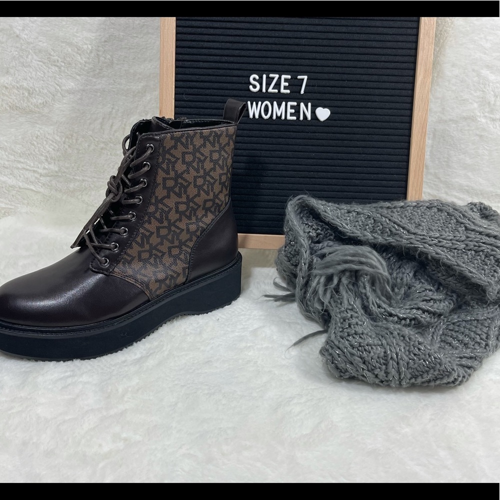 Brand New DKNY Women’s Logo Combat Boots